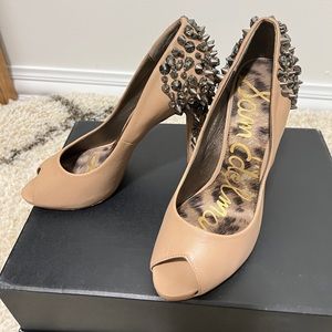 nude studded heels